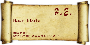 Haar Etele névjegykártya